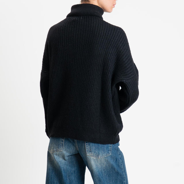 Haveone-Maglia zip jumper misto lana - nero