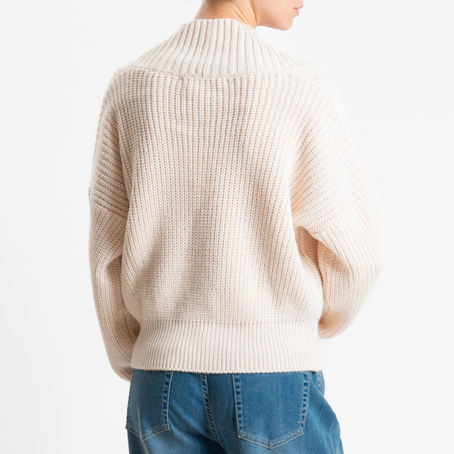 Haveone-Maglia scollo v misto alpaca - panna