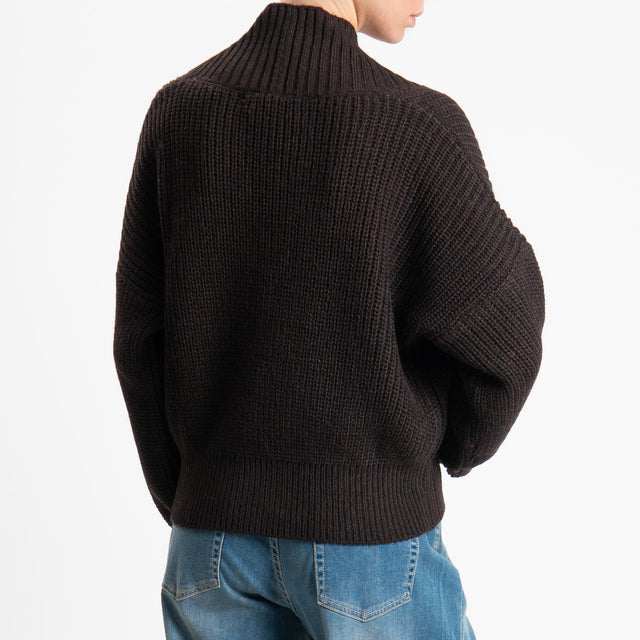 Haveone-Maglia scollo v misto alpaca - moro