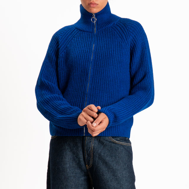 Haveone-Maglia misto lana con zip - bluette