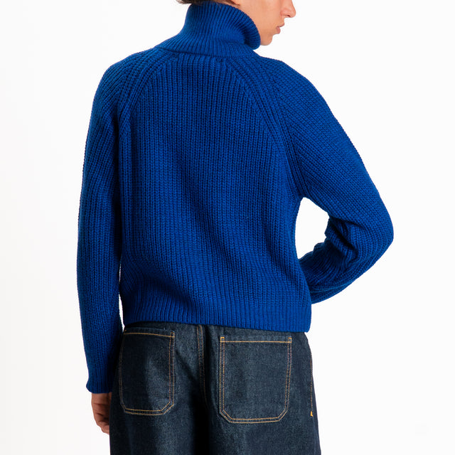 Haveone-Maglia misto lana con zip - bluette