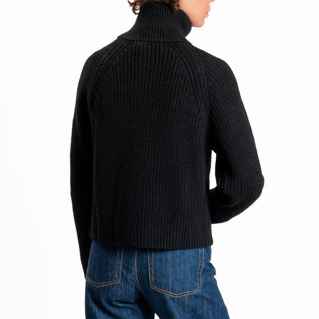 Haveone-Maglia misto lana con zip - nero