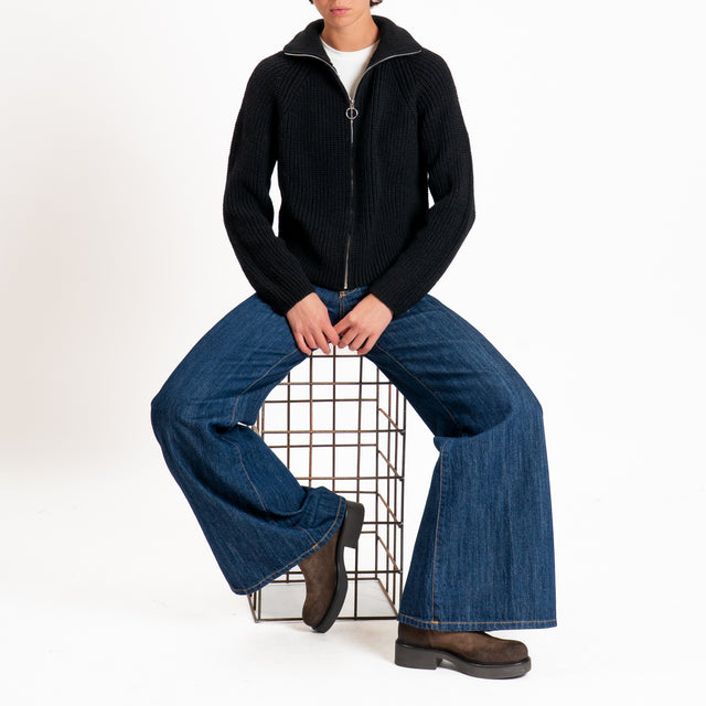 Haveone-Maglia misto lana con zip - nero