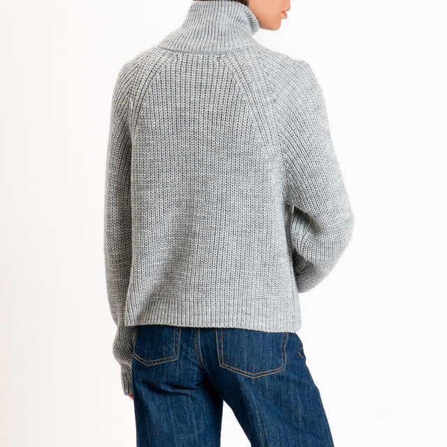 Haveone-Maglia misto lana con zip - perla
