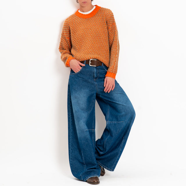 Haveone-Maglia bicolore nido d'ape - arancione/cammello