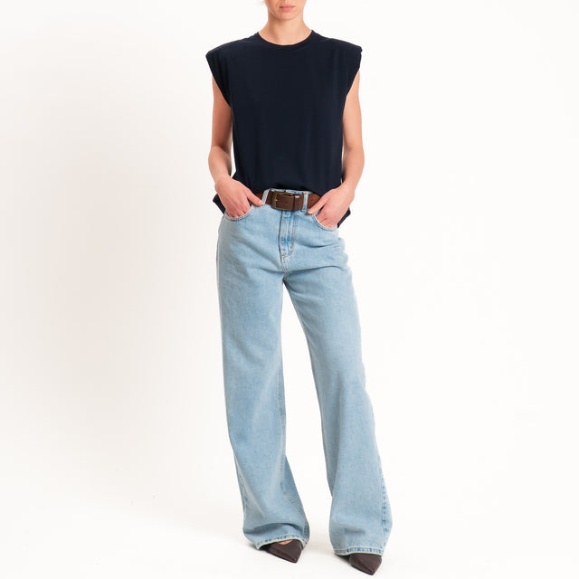 Haveone-T-shirt smanicata con spalline - Blu