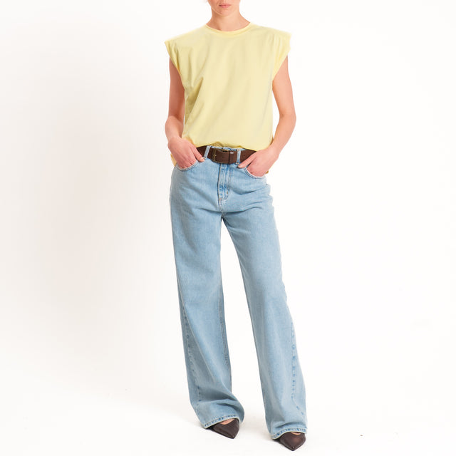 Haveone-T-shirt smanicata con spalline - giallo