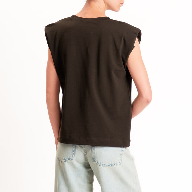 Haveone-T-shirt smanicata con spalline - moro