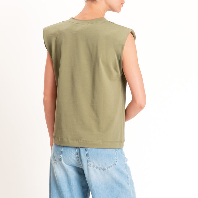 Haveone-T-shirt smanicata con spalline - salvia