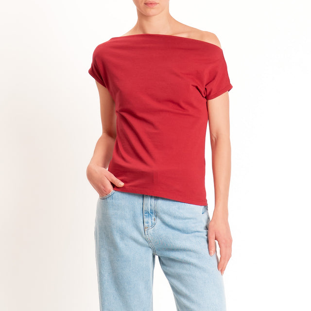 Haveone-T-shirt collo shiffer cotone elasticizzato - india