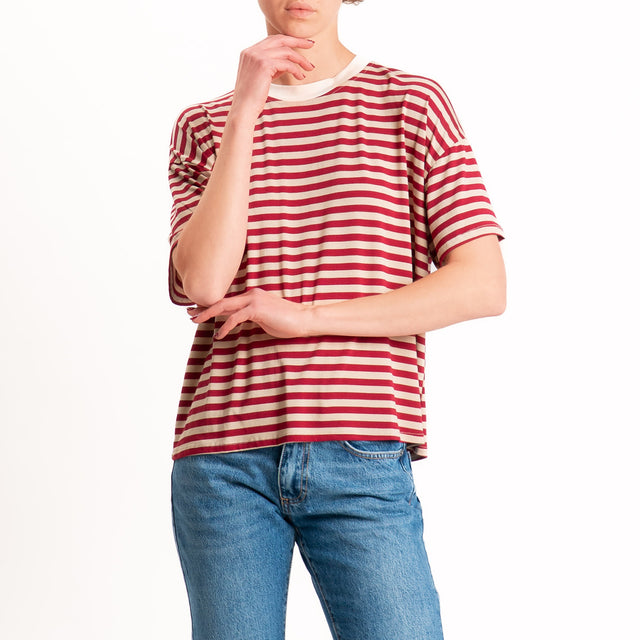 Haveone-T-shirt mezza manica a righe - burro/beige/india