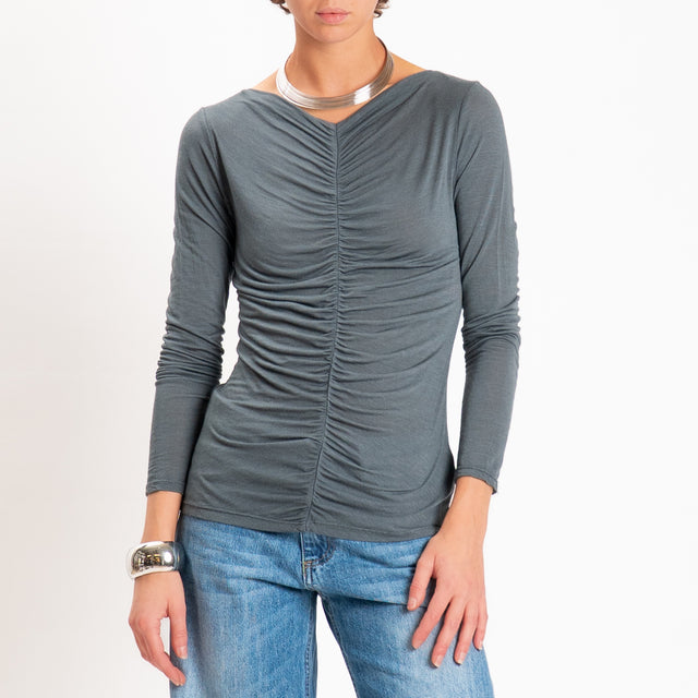 Haveone-T-shirt misto cashmere - grigio scuro