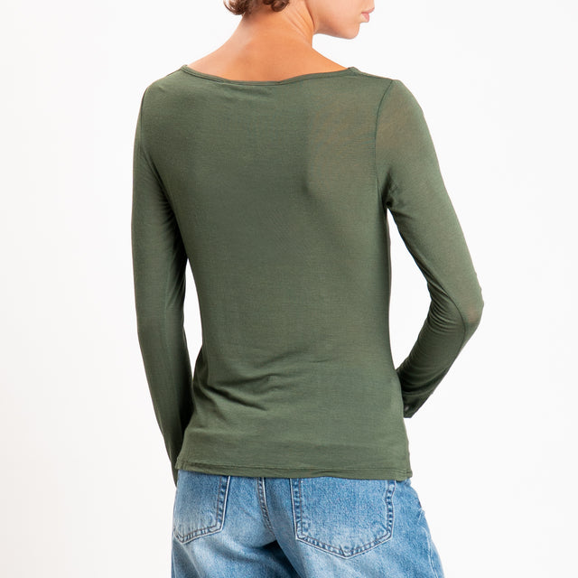 Haveone-T-shirt misto cashmere - verde muschio