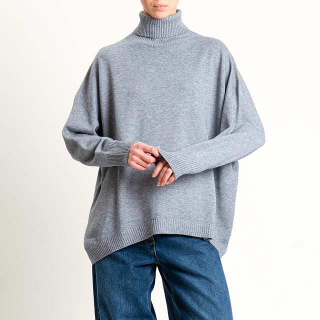 Haveone-Maglia scatola collo alto - grigio