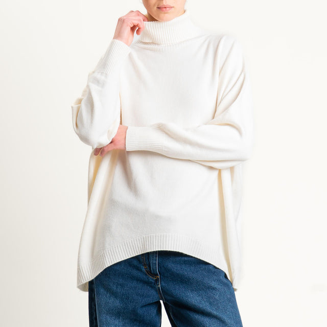 Haveone-Maglia collo alto a scatola oversize - burro