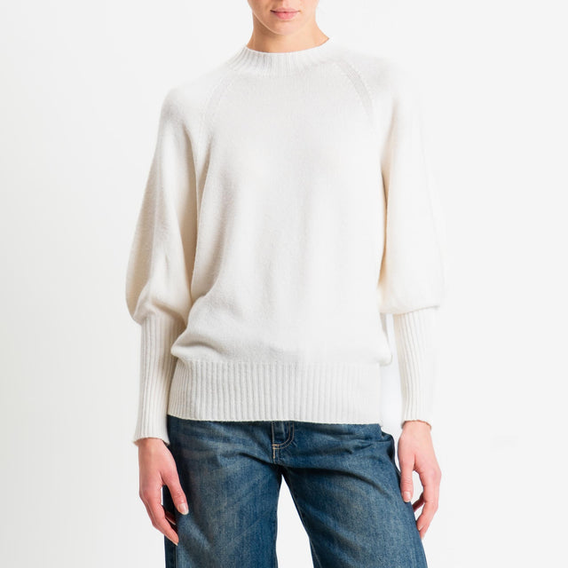 Haveone-Maglia collo montato bordi a coste - burro