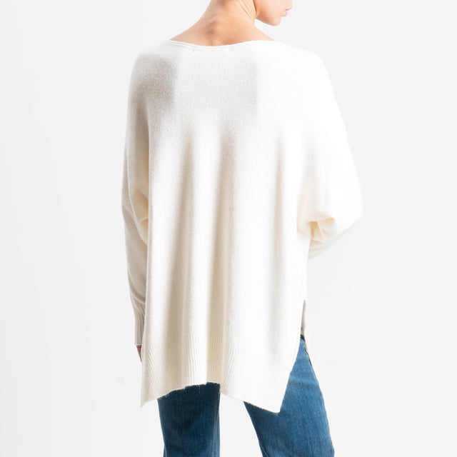 Suéter Haveone con borde acanalado y aberturas laterales - Mantequilla