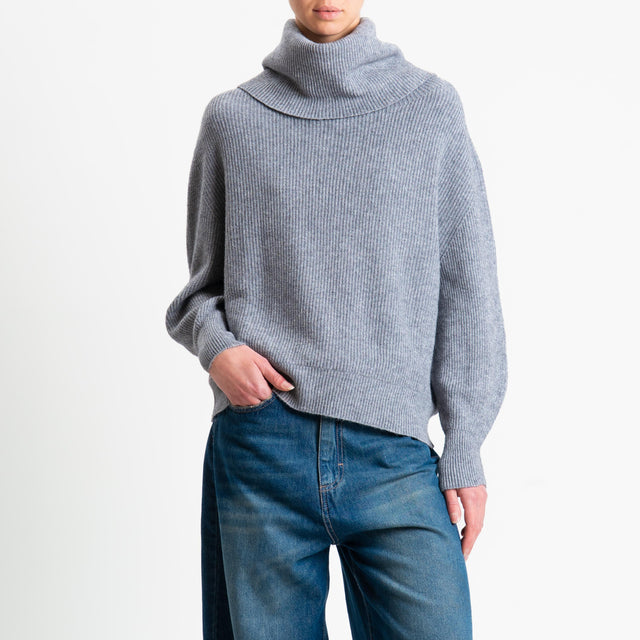 Suéter de cuello vuelto acanalado Haveone - Gris