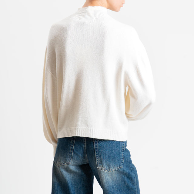 Suéter Haveone con cuello redondo y mangas abullonadas - Mantequilla