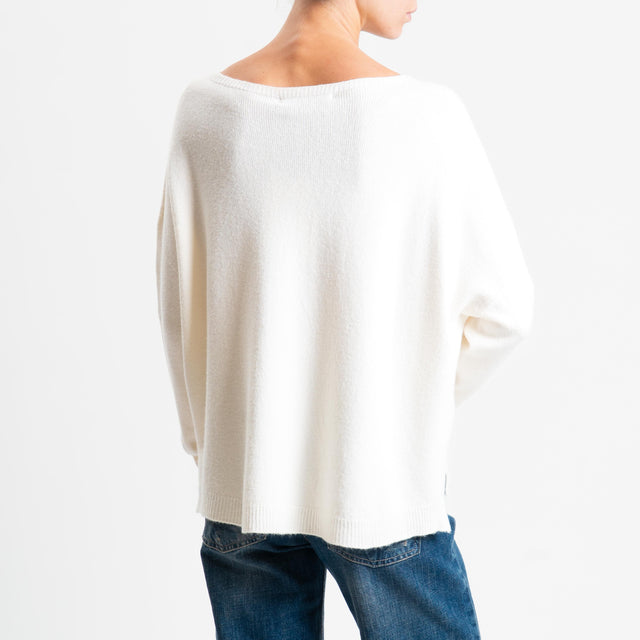 Suéter de cuello redondo acanalado Haveone - Mantequilla