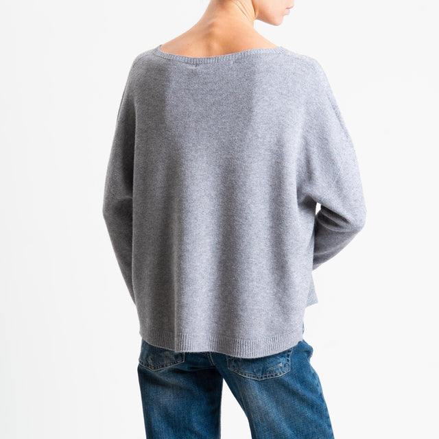 Suéter de cuello redondo acanalado Haveone - Gris