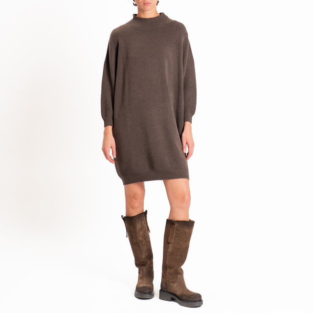 Haveone-Abito in maglia collo montato - cacao