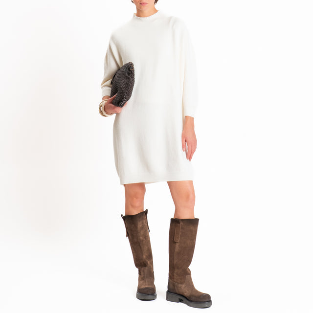 Haveone-Abito in maglia collo montato - burro