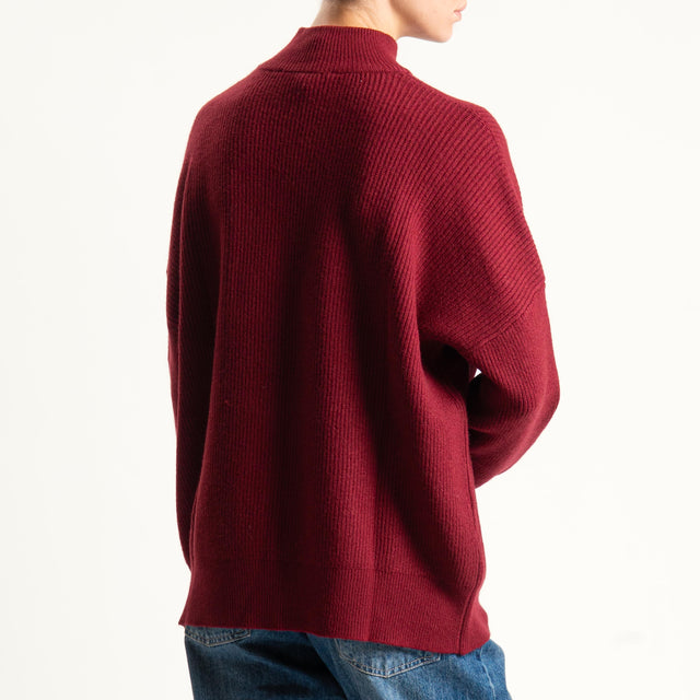 Haveone-Maglia collo montato con applicazioni - Bordeaux