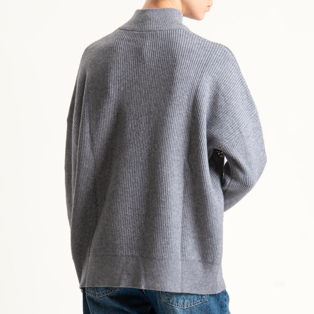 Haveone-Maglia collo montato con applicazioni - grigio