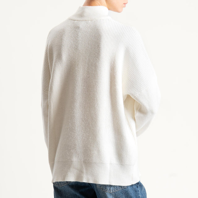 Haveone-Maglia collo montato con applicazioni - panna