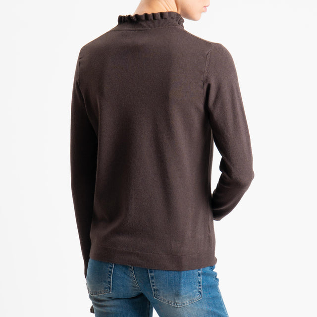 Haveone-Maglia bordi rouches - moro