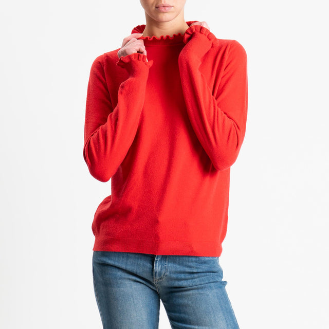 Haveone-Maglia bordi rouches - rosso