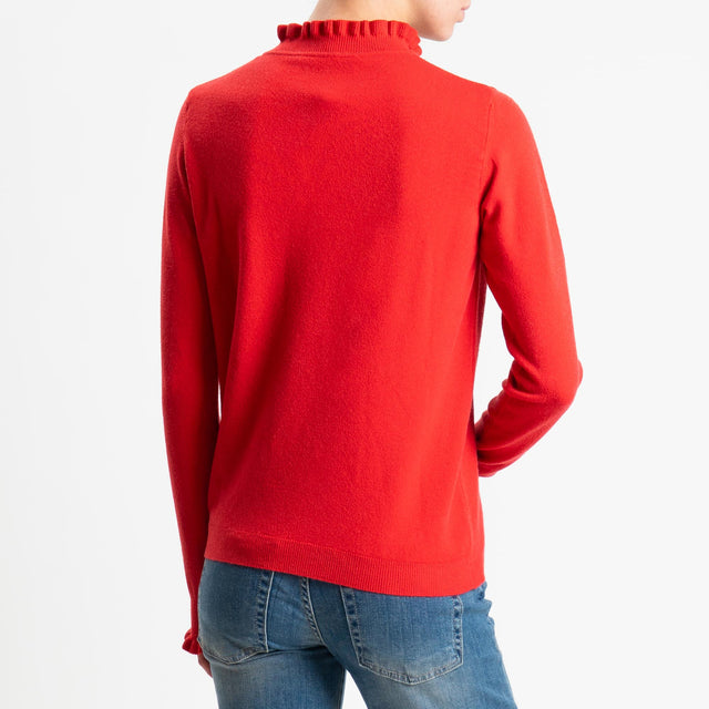 Haveone-Maglia bordi rouches - rosso