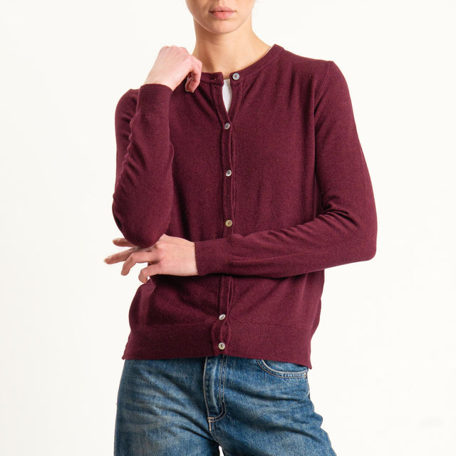 Haveone-Cardigan con bottoni in madreperla - Bordeaux