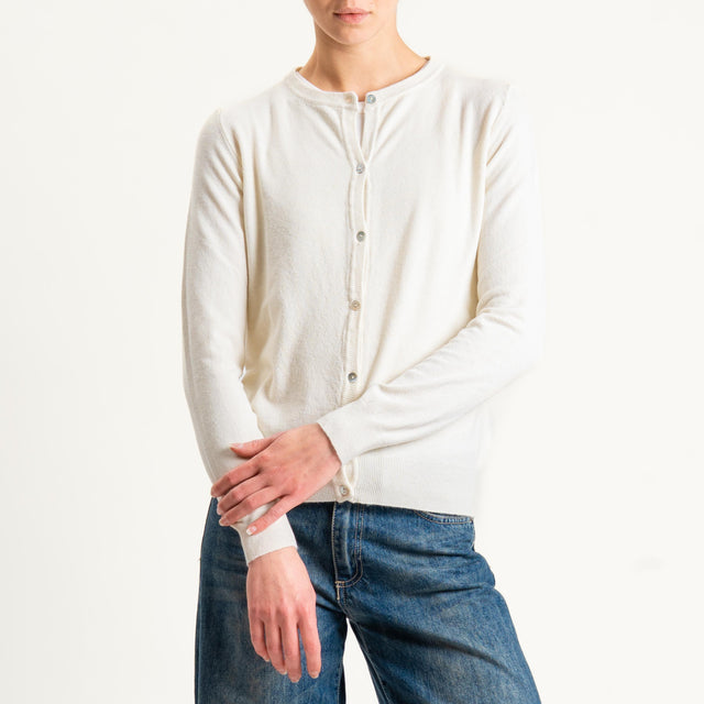 Haveone-Cardigan con bottoni in madreperla - burro