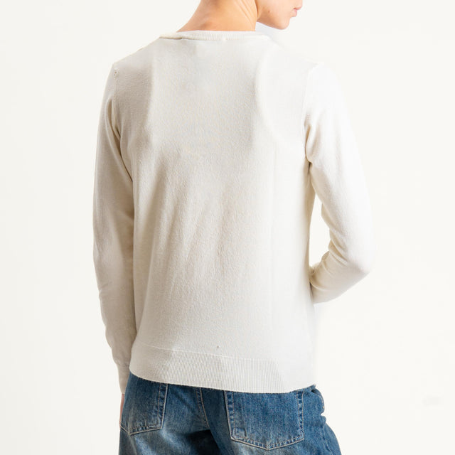 Haveone-Cardigan con bottoni in madreperla - burro