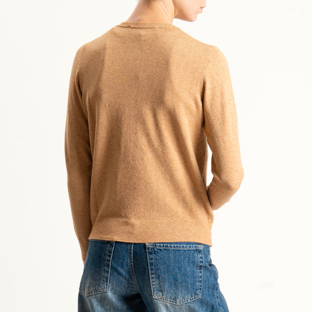 Haveone-Cardigan con bottoni in madreperla - cammello