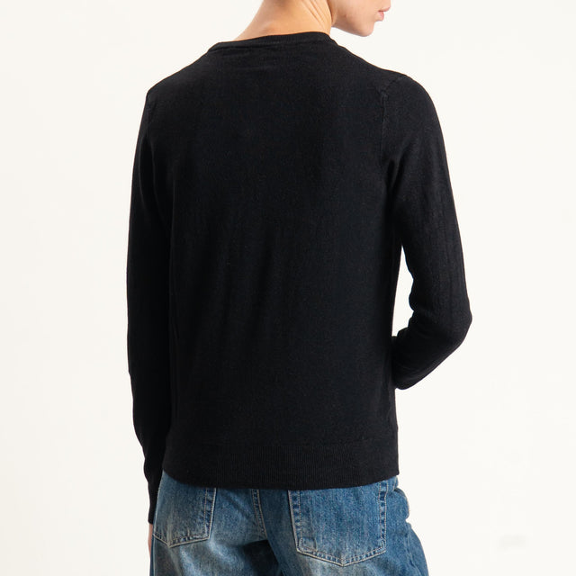 Haveone-Cardigan con bottoni in madreperla - nero