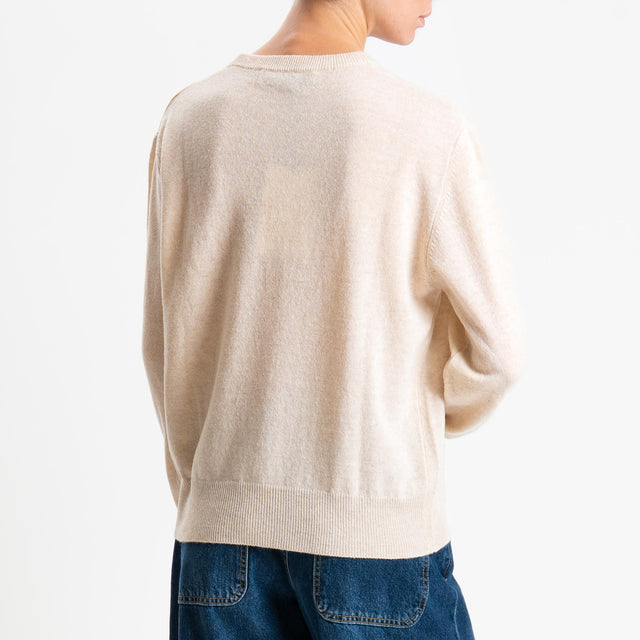 Haveone-Maglia girocollo misto lana - beige