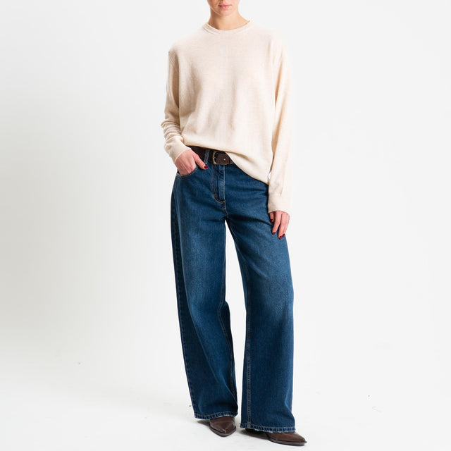 Haveone-Maglia girocollo misto lana - beige