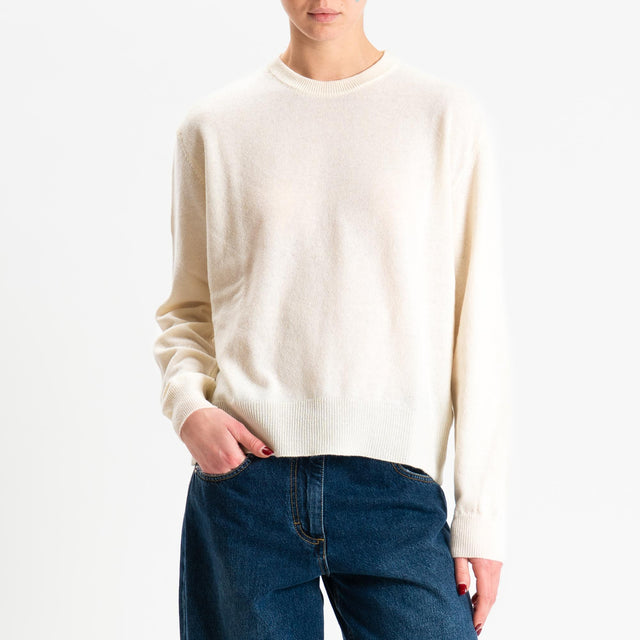 Haveone-Maglia girocollo misto lana - ecru'