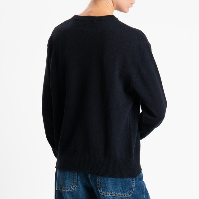 Haveone-Maglia girocollo misto lana - nero