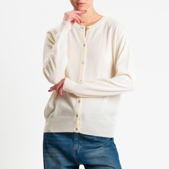 Haveone-Cardigan rebecchina misto lana - ecru'