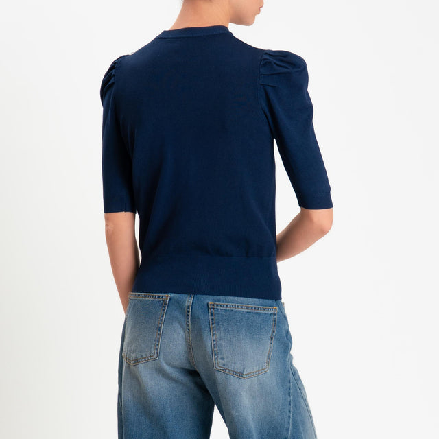 Haveone-Maglia girocollo manica sbuffo - blu