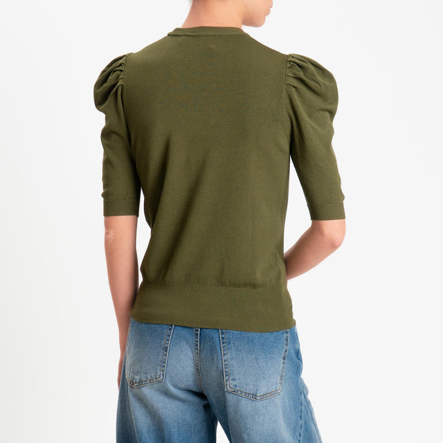 Haveone-Maglia girocollo manica sbuffo - militare