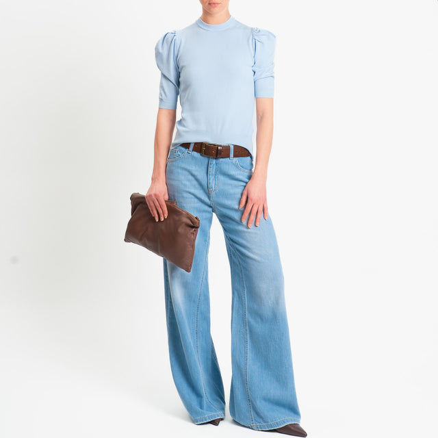 Haveone-Maglia manica sbuffo - celeste