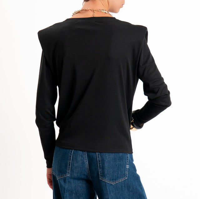 Haveone-Jersey tank top with shoulder pads - black