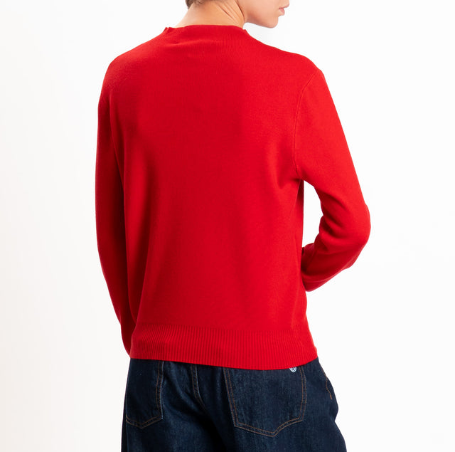 Haveone-Ribbed turtleneck sweater - red
