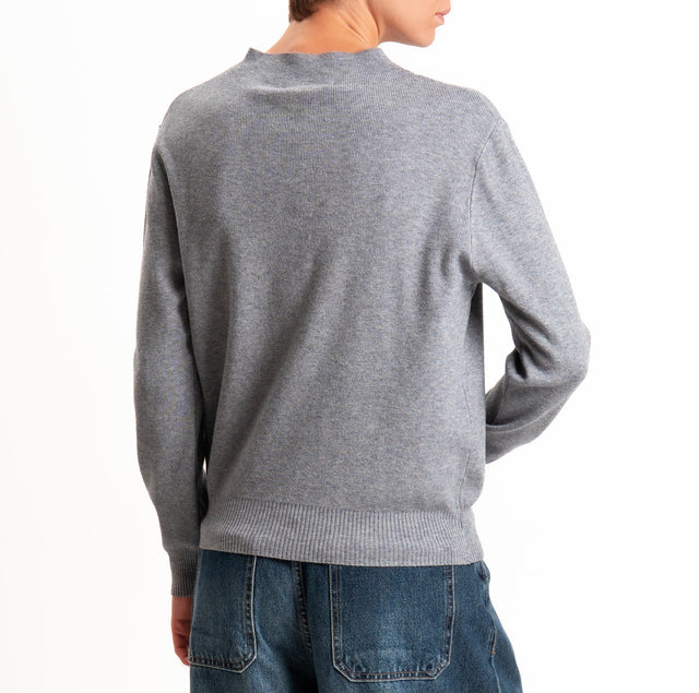 Haveone-Maglia serafino a costine - grigio