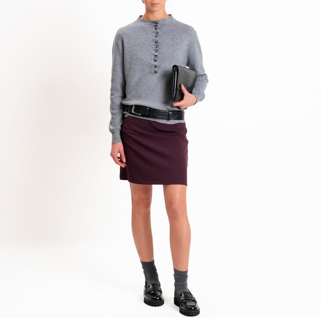 Haveone-Maglia serafino a costine - grigio